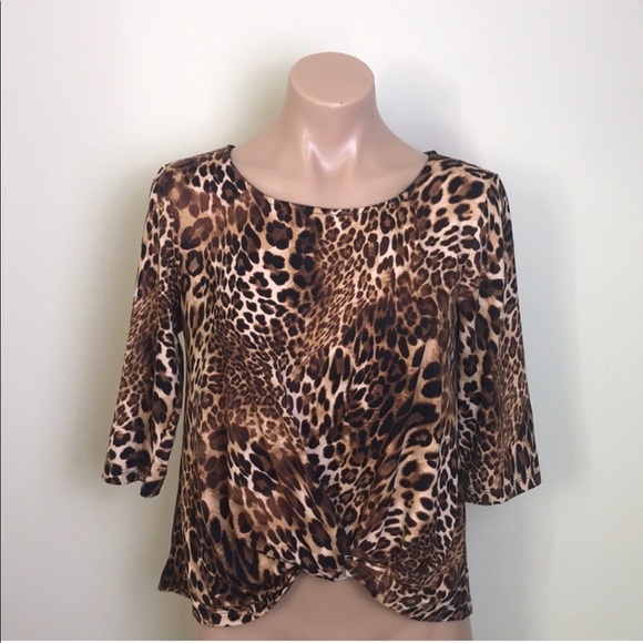W5 Leopard Top Animal Print Cheetah Knotted Soft - Picture 5 of 6